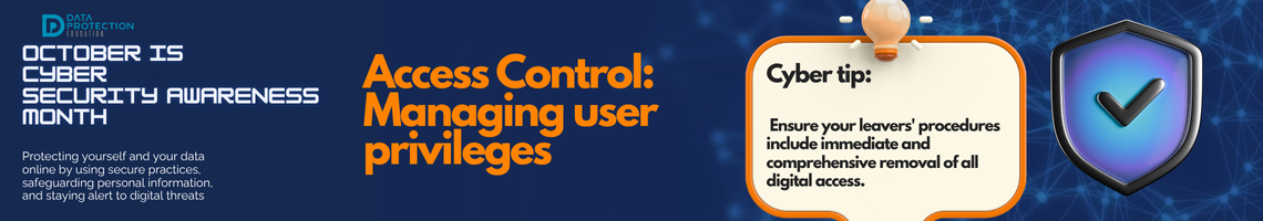 "A graphic announcing 'October is Cyber Security Awareness Month,' with text explaining the importance of creating a cyber emergency contact list in preparation for a cyber attack. It also includes a 'Cyber tip' to assess passwords, turn on MFA, and review critical accounts, especially email. A shield icon with a checkmark and a lightbulb icon are visible."