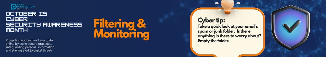 "A graphic announcing 'October is Cyber Security Awareness Month,' with text explaining the importance of creating a cyber emergency contact list in preparation for a cyber attack. It also includes a 'Cyber tip' to assess passwords, turn on MFA, and review critical accounts, especially email. A shield icon with a checkmark and a lightbulb icon are visible."