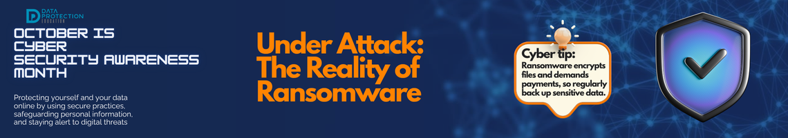 "A graphic announcing 'October is Cyber Security Awareness Month,' with text explaining the importance of creating a cyber emergency contact list in preparation for a cyber attack. It also includes a 'Cyber tip' to assess passwords, turn on MFA, and review critical accounts, especially email. A shield icon with a checkmark and a lightbulb icon are visible."