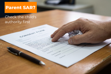 Illustration of a child's authority regarding personal data access requests, emphasizing safeguarding and SARs.