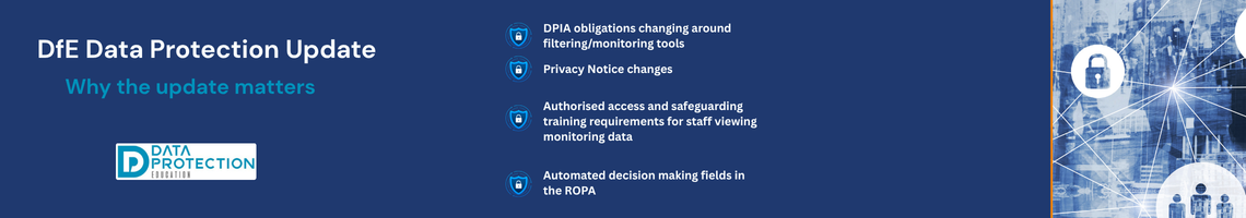 Graphic for the DfE Data Protection in Schools guidance update 2026,