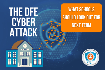 Digital graphic symbolizing a cyber attack and data breach at the Department for Education (DfE).