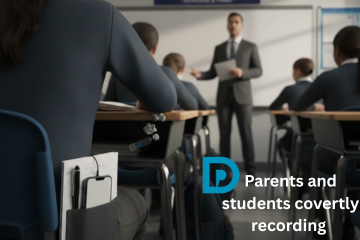Parents and students secretly recording a staff conversation. Covert recording in schools.