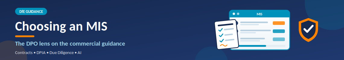 Management Information System (MIS) banner for educational institutions, discussing DfE commercial considerations.