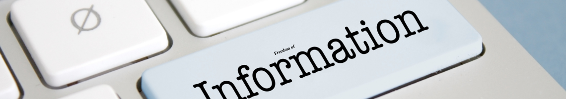 Freedom of information in black text on a key on a white keyboard